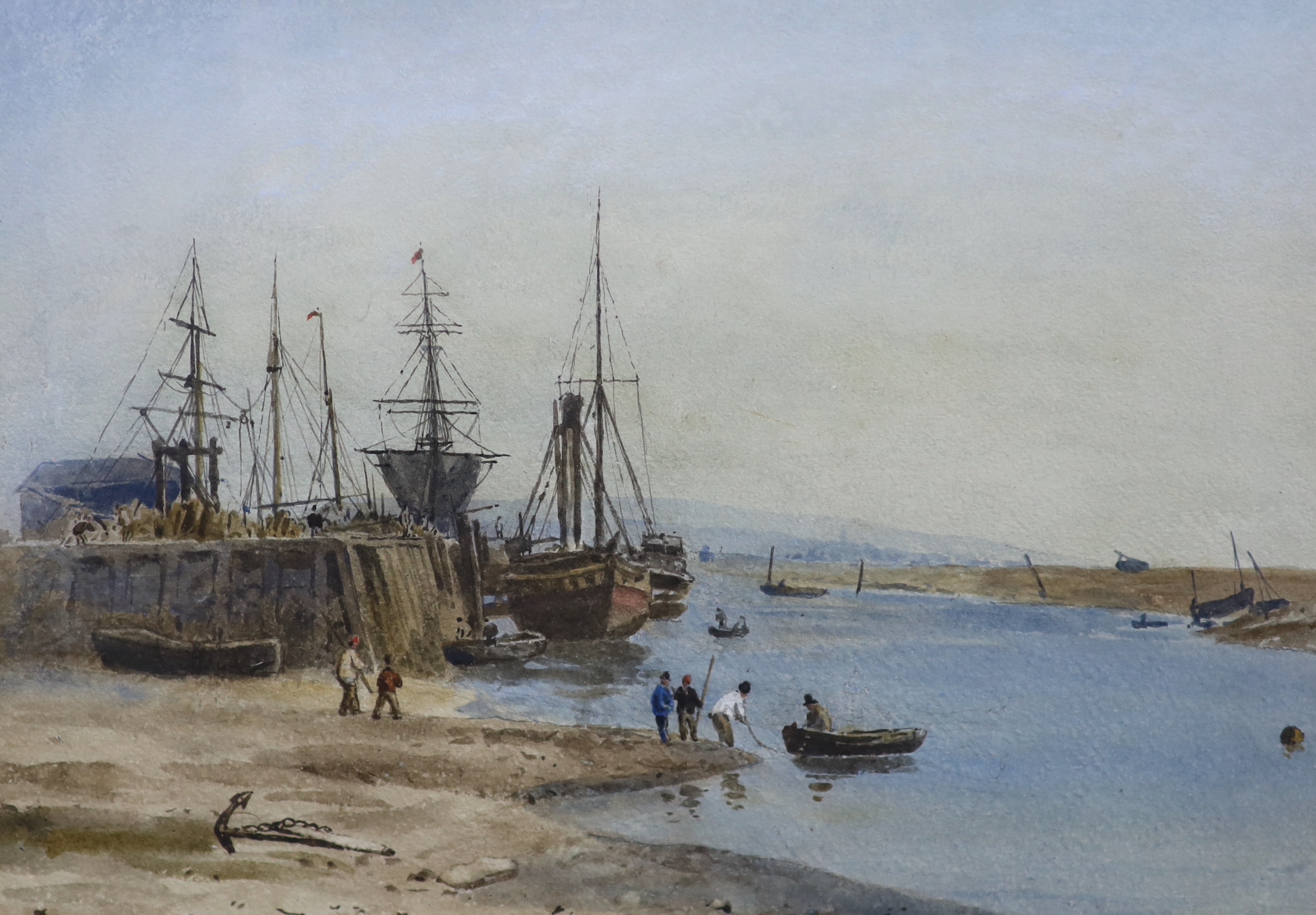 Frederick Nash (British, 1782-1856), 'Kingston Pier, Sussex' and 'Between Kingston and Shoreham, Sussex', pair of watercolours, 21.5 x 31cm